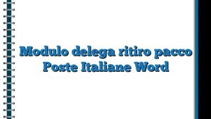 Modulo Delega Ritiro Pacco Poste Italiane Word