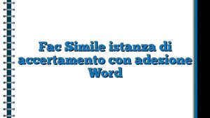 Fac Simile Istanza Di Accertamento Con Adesione Word