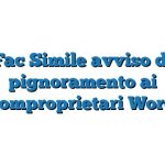 Fac Simile avviso di pignoramento ai comproprietari Word