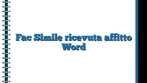 Fac Simile Ricevuta Affitto Word