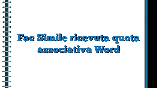 Fac Simile ricevuta quota associativa Word