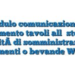 Modulo comunicazione di allestimento tavoli all’esterno di attività di somministrazione alimenti o bevande Word