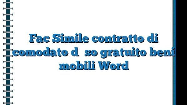 Contratto Di Comodato