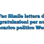 Fac Simile lettera di congratulazioni per nuovo incarico politico Word