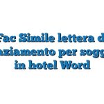 Fac Simile lettera di ringraziamento per soggiorno in hotel Word