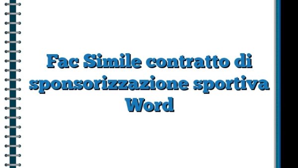 Contratto Di Sponsorizzazione Sportiva Fac Simile