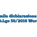 Fac Simile dichiarazione art. 80 D.Lgs 50/2016 Word