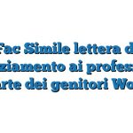 Fac Simile lettera di ringraziamento ai professori da parte dei genitori Word