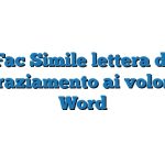 Fac Simile lettera di ringraziamento ai volontari Word