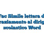 Fac Simile lettera di ringraziamento al dirigente scolastico Word