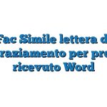 Fac Simile lettera di ringraziamento per premio ricevuto Word