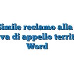 Fac Simile reclamo alla corte sportiva di appello territoriale Word