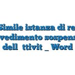 Fac Simile istanza di revoca provvedimento sospensione dell’attività Word