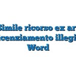 Fac Simile ricorso ex art. 414 cpc licenziamento illegittimo Word