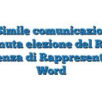 Fac Simile comunicazione di avvenuta elezione del RLS in presenza di Rappresentanze Word