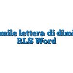 Fac Simile lettera di dimissioni RLS Word