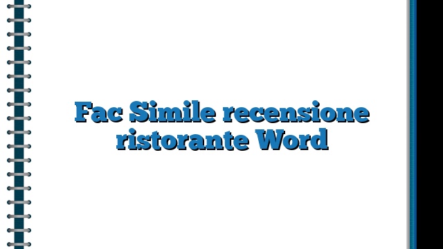 Fac Simile recensione ristorante Word