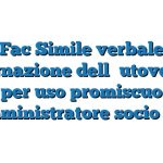 Fac Simile verbale assegnazione dell’autovettura per uso promiscuo all’amministratore socio Word